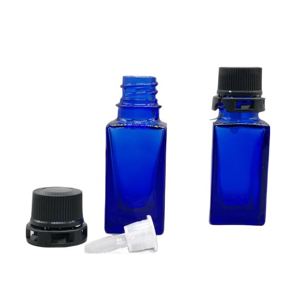 画像2: 10ml ブルー・ドロップ栓セット ◆角型・セキュリティキャップ (2)